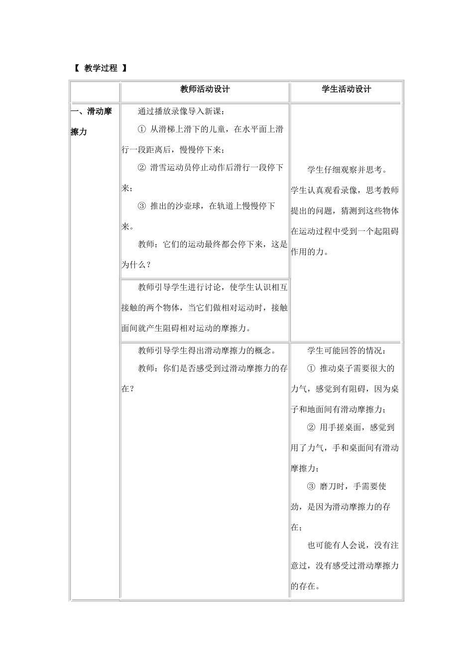 河北省承德县三沟初级中学八年级物理下册 五、摩擦力教案 教科版_第2页