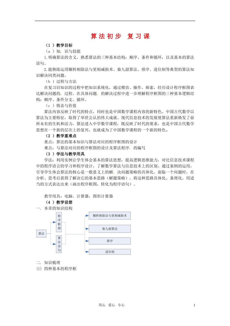 高中数学《算法初步复习课》教案 新人教版必修3_第1页