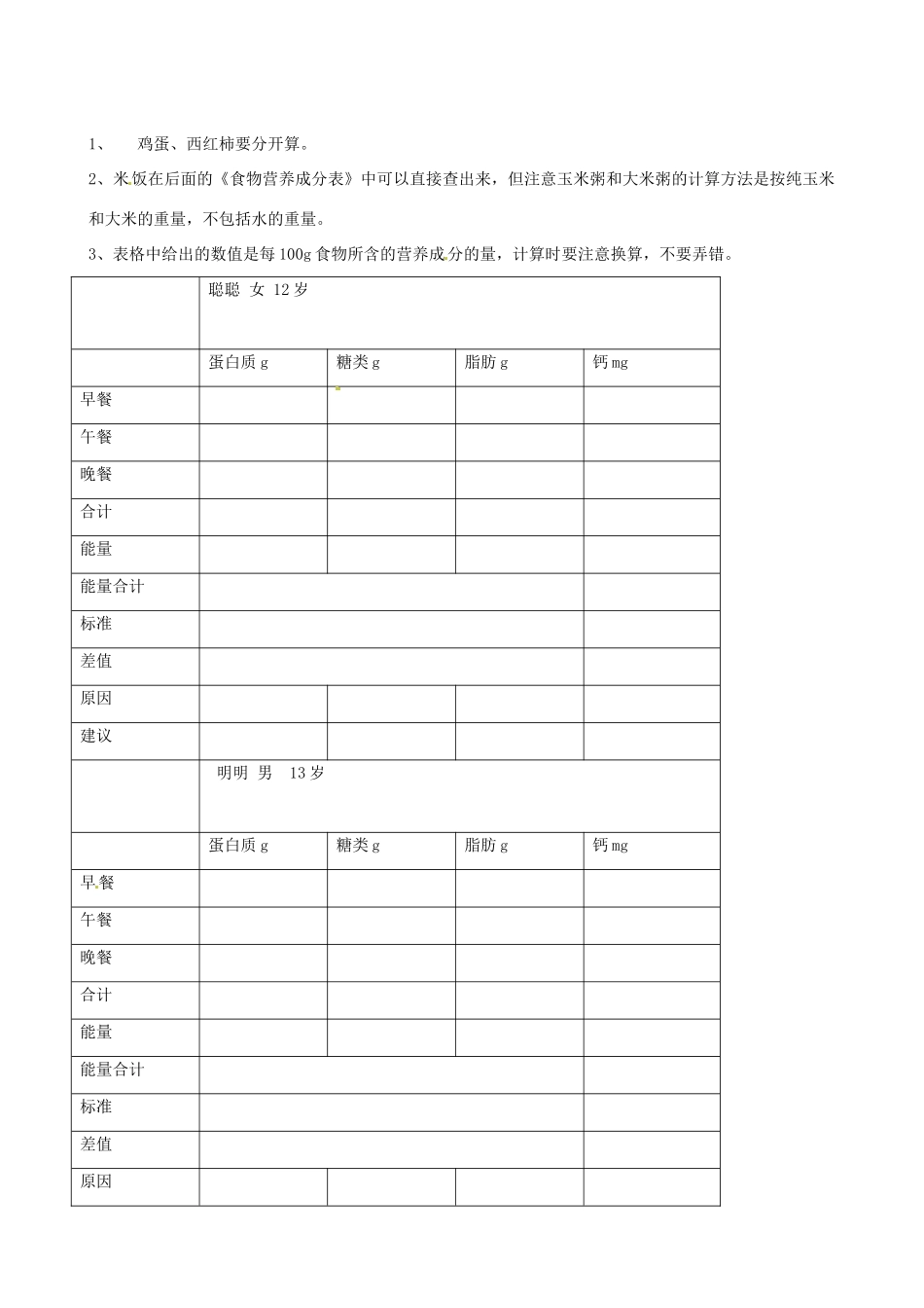 河北省唐山十六中七年级生物 第一章11.3怎样实现合理膳食教学案_第2页