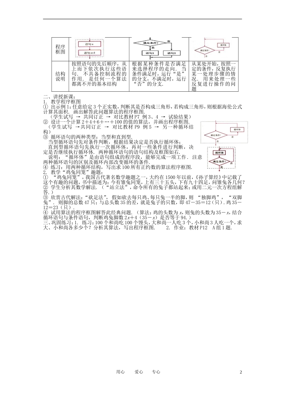 高中数学《程序框图与算法的基本逻辑结构》教案1 新人教A版必修3_第2页