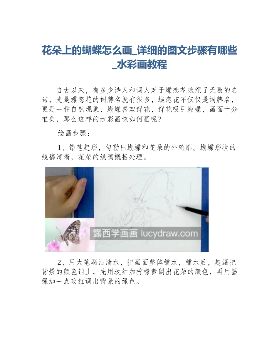 花朵上的蝴蝶怎么画_详细的图文步骤有哪些_水彩画教程_第1页