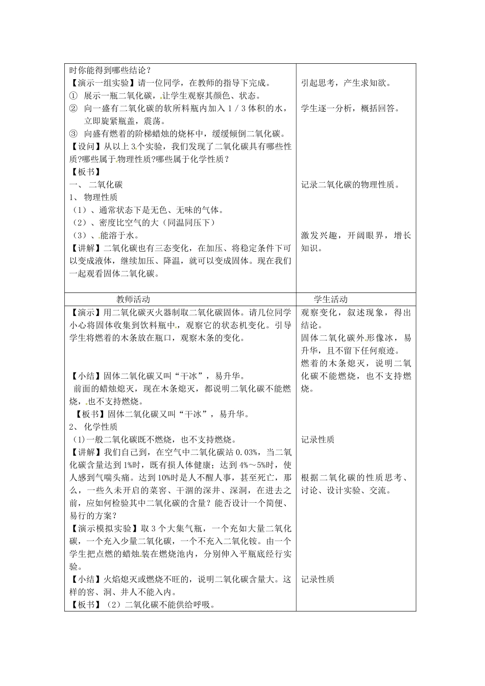 青海省共和县中学2014届九年级化学上册 第六单元 课题3《二氧化碳和一氧化碳》教案 新人教版_第2页