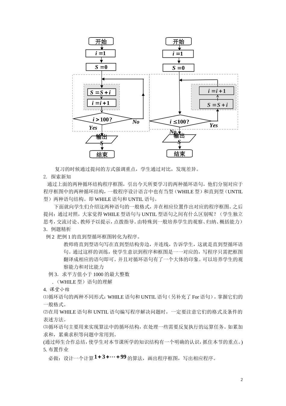 高中数学《循环语句》说课稿 新人教B版必修3_第2页