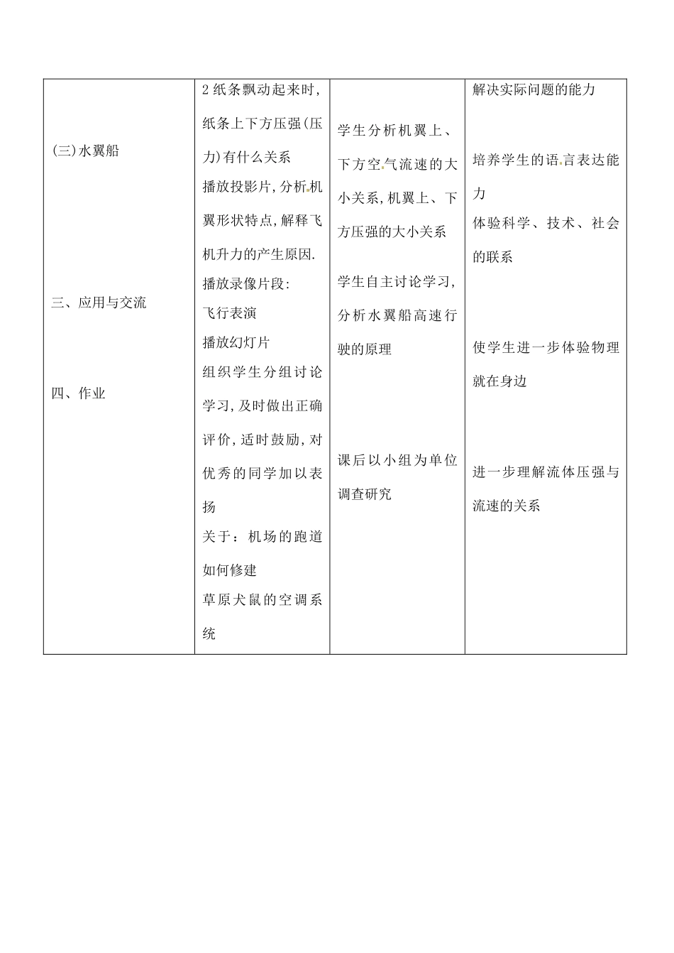 陕西省神木县大保当中学八年级物理下册《飞机为什么能上天》教案 北师大版_第3页