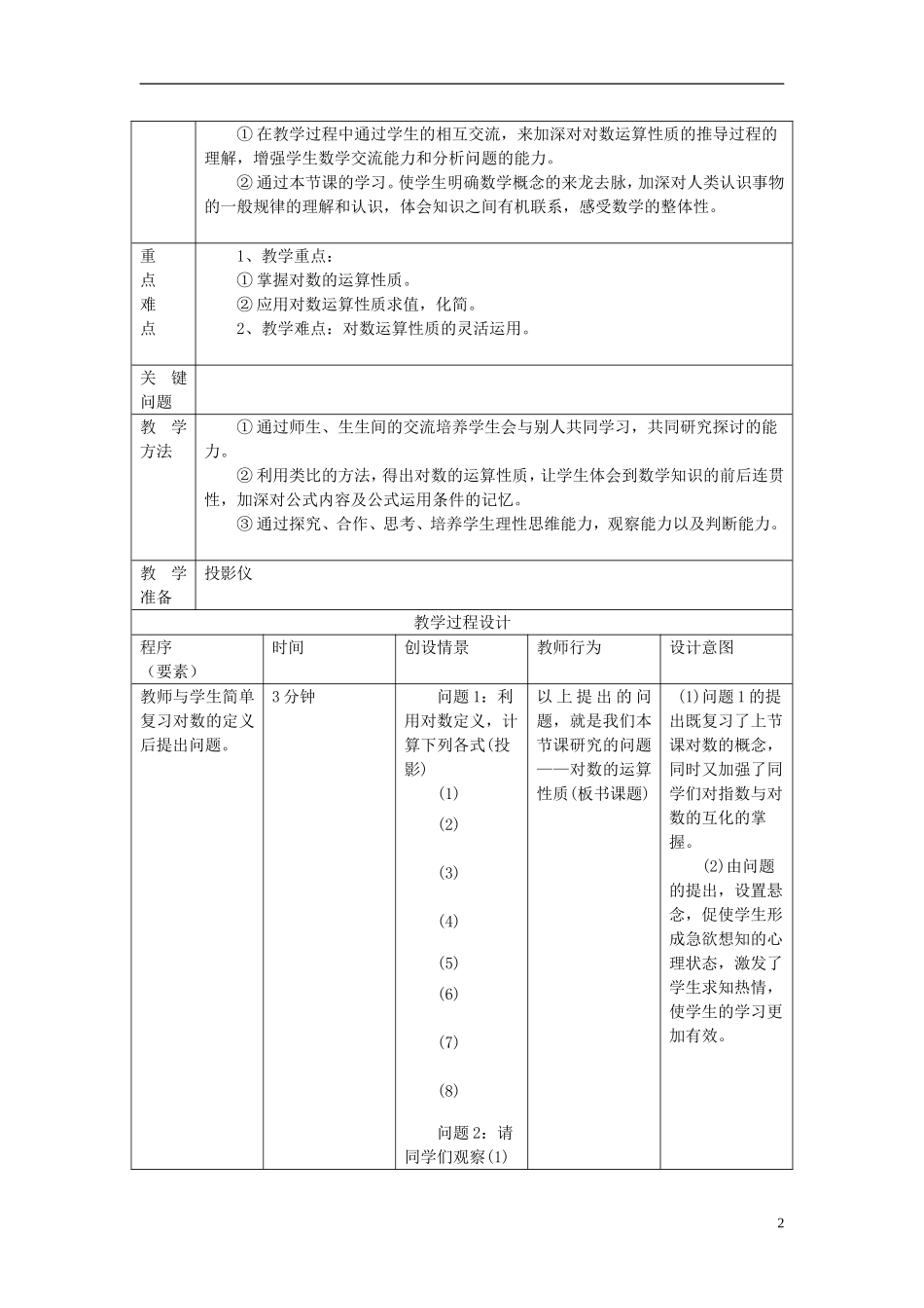 高中数学《对数函数》教案30 新人教A版必修1_第2页