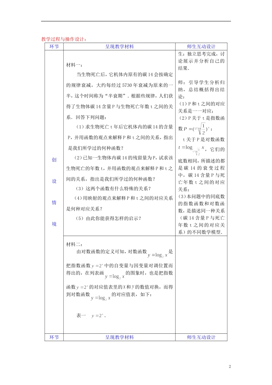 高中数学《对数函数》教案23 新人教A版必修1_第2页