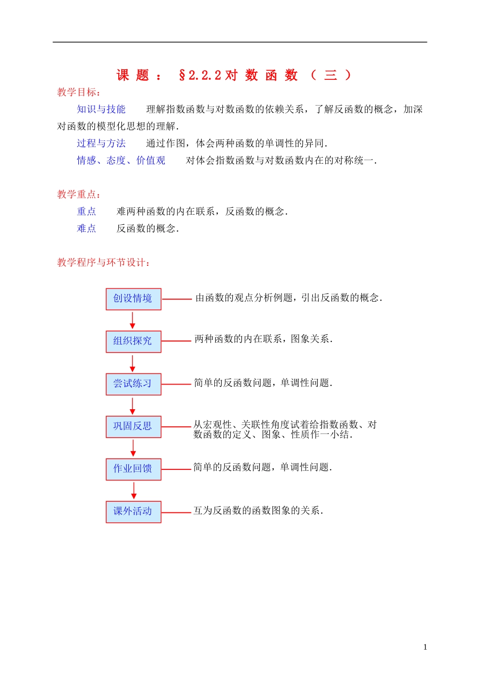 高中数学《对数函数》教案12 新人教A版必修1_第1页