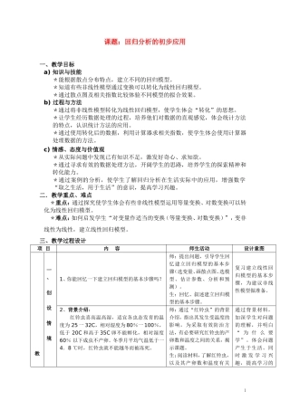 高中数学《回归分析的初步应用》说课稿 新人教A版