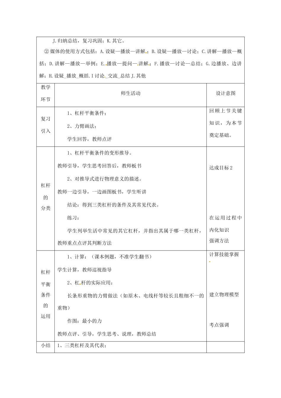 陕西省石泉县八年级物理下册 12.1杠杆教案 （新版）新人教版-（新版）新人教版初中八年级下册物理教案_第2页