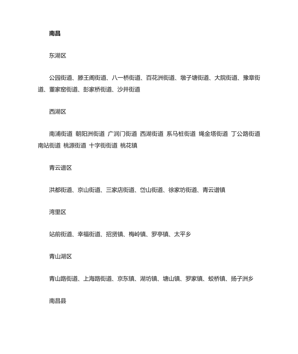 江西省乡级行政区域划分 _第1页