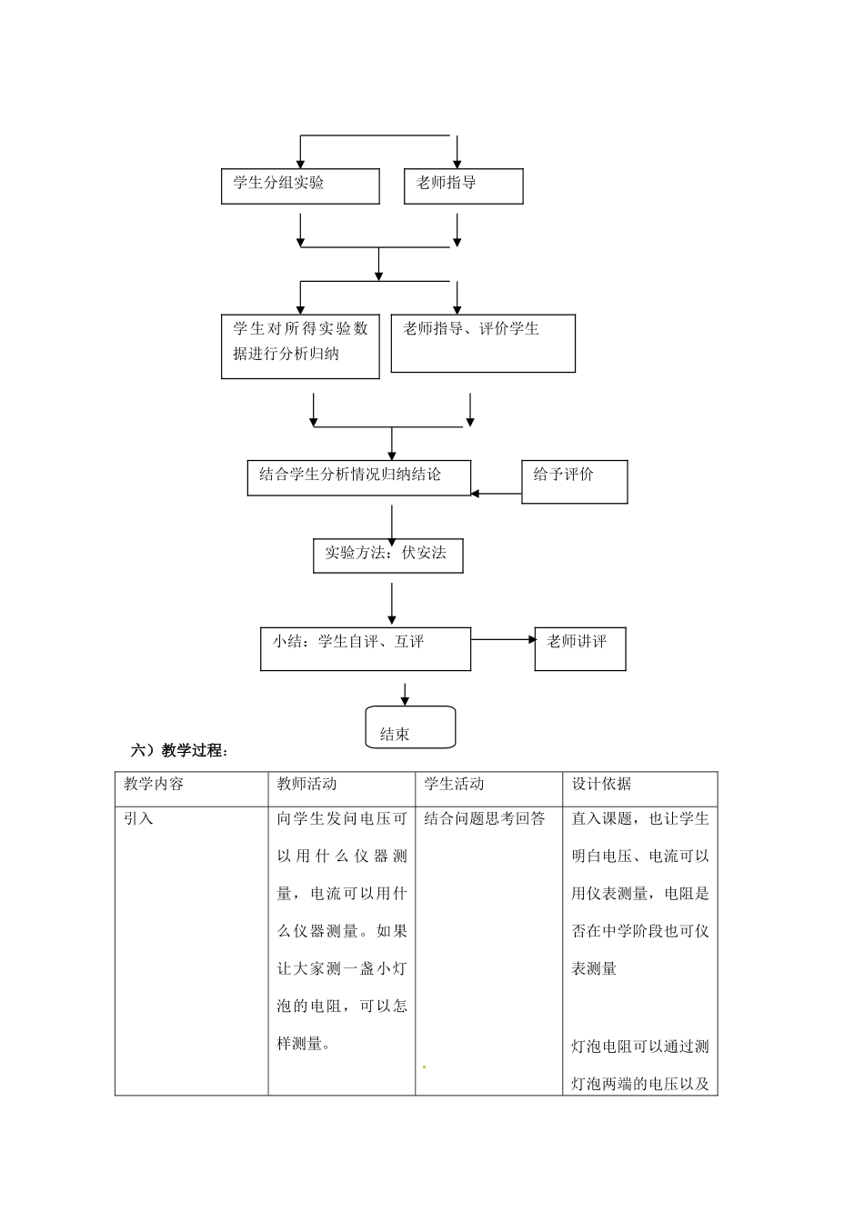 陕西省汉中市陕飞二中八年级物理下册《测量小灯泡的电阻》教学设计 新人教版_第3页