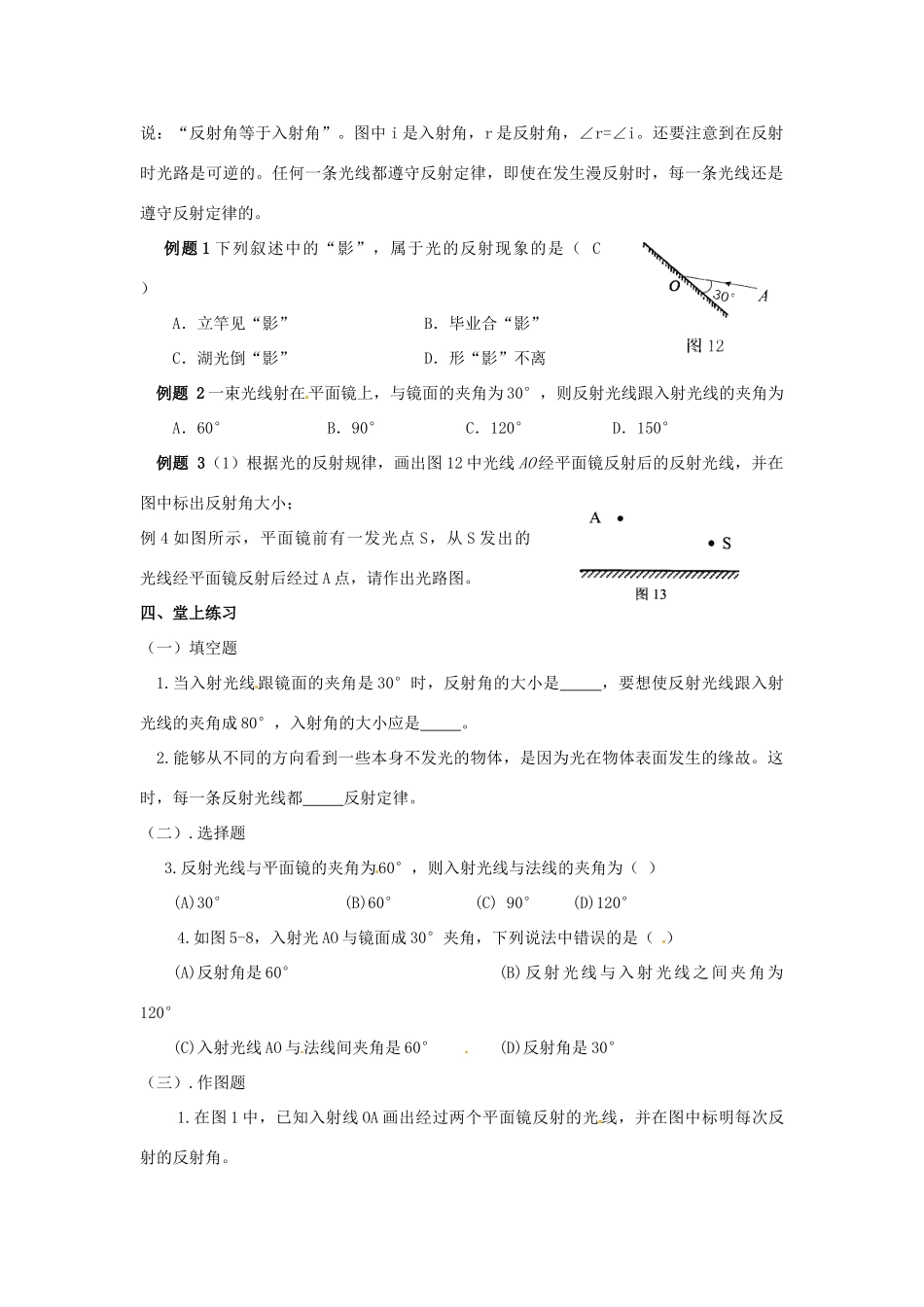 陕西省汉中市陕飞二中八年级物理上册《第五章 光现象》复习教案（2） 新人教版_第2页