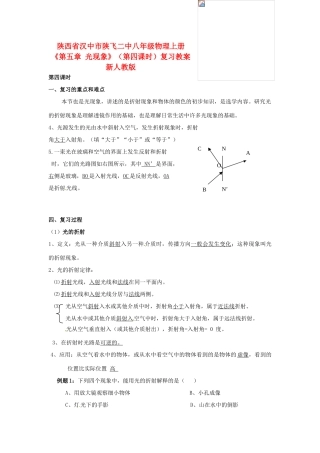 陕西省汉中市陕飞二中八年级物理上册《第五章 光现象》（第四课时）复习教案 新人教版