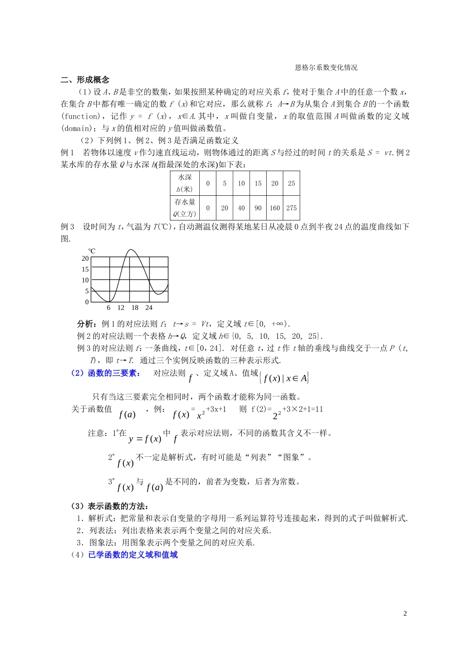 高中数学《1.2.1函数的概念》教案 新人教A版必修1高一_第2页