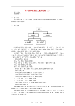 高中数学《 算法与程序框图 》教案1 新人教A版必修3