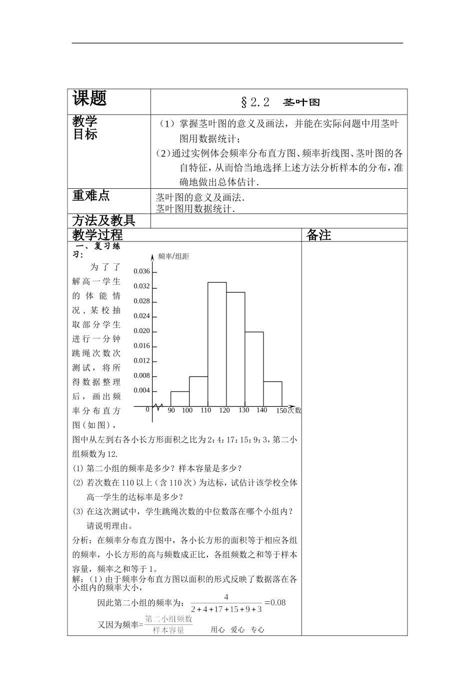 高中数学§2.2  茎叶图新人教版必修1A_第1页