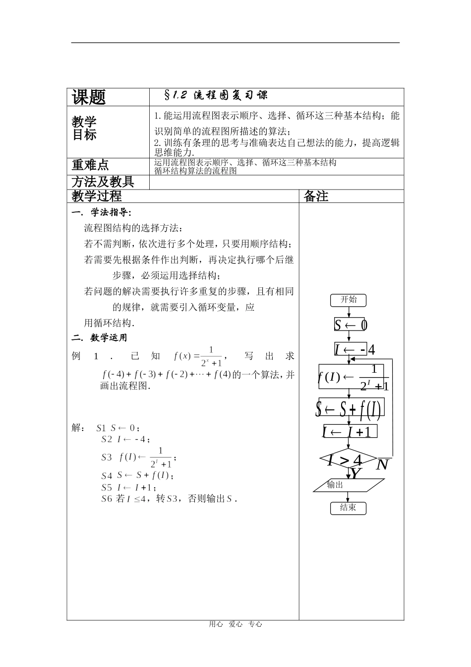 高中数学§1.2  流程图复习课新人教版必修1A_第1页