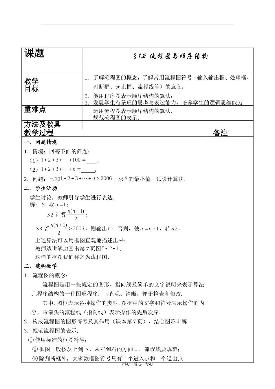 高中数学§1.2  流程图与顺序结构新人教版必修1A_第2页