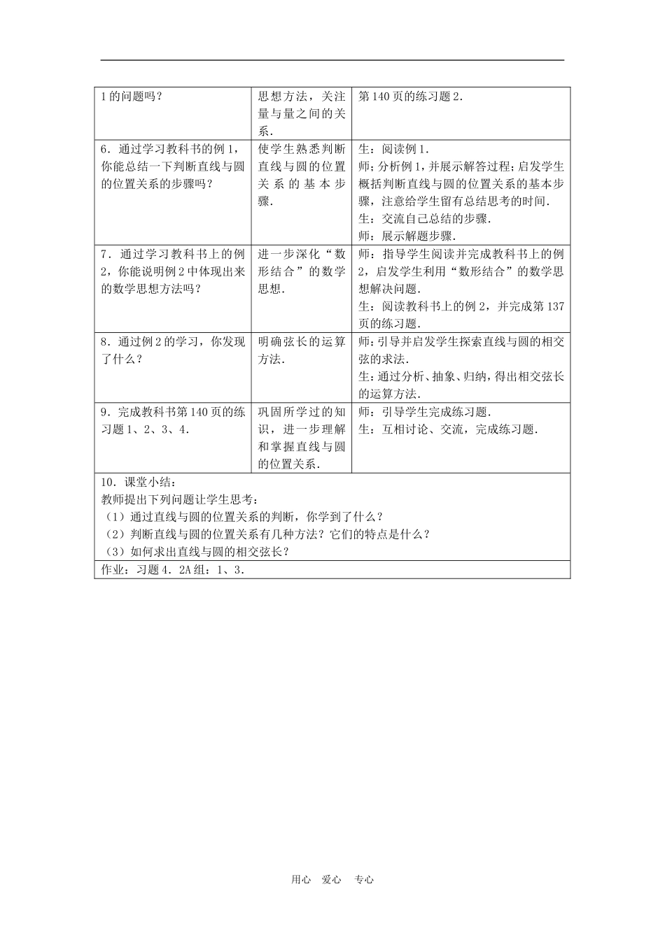 高中数学4.2　直线与圆的位置关系　教案3人教版必修2_第2页