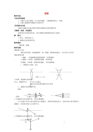 重庆市大足区铁山中学八年级物理上册 3.1 透镜教案 新人教版