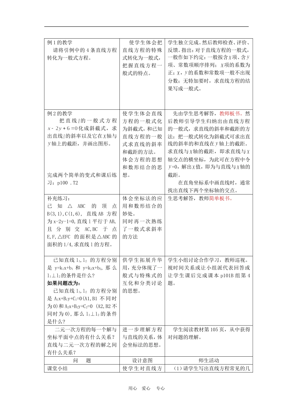 高中数学3.2　直线的一般式方程　教案1人教版必修2_第3页