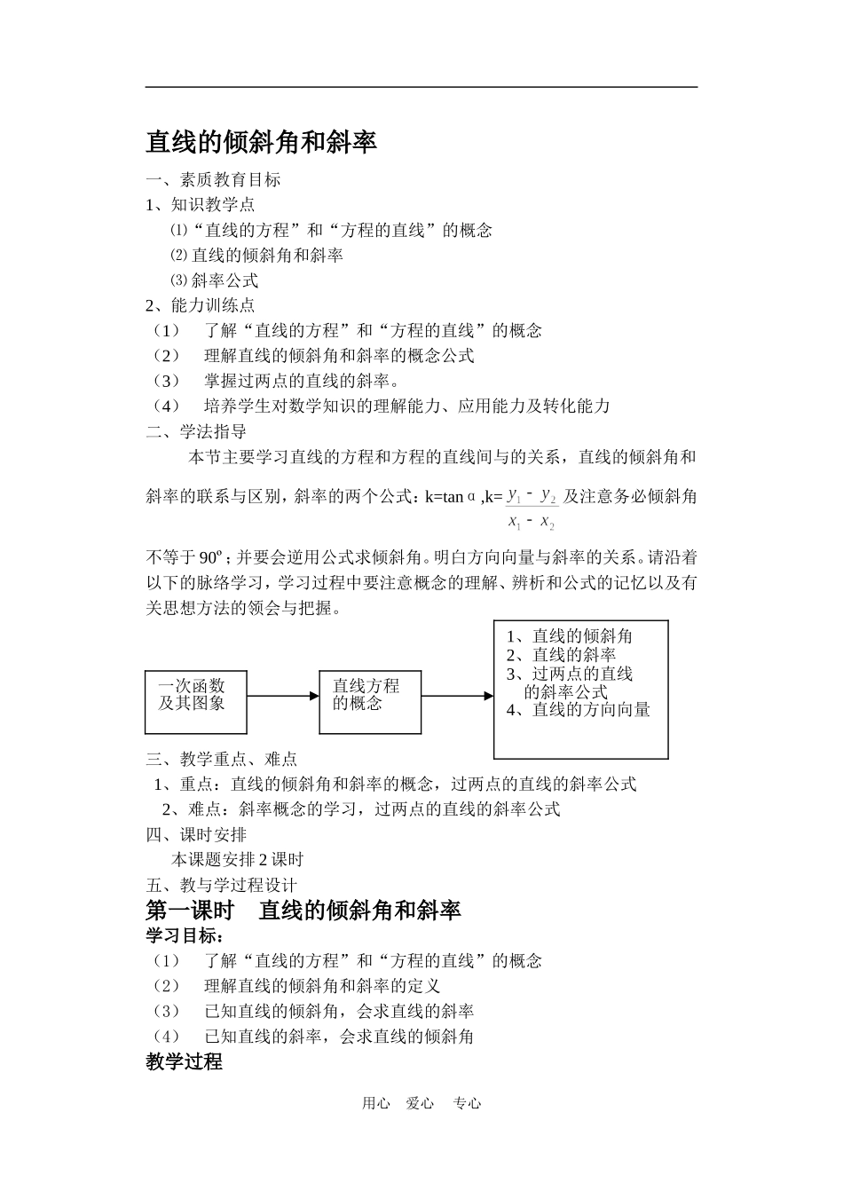 高中数学3.1　直线的倾斜角与斜率　教案4人教版必修2_第1页