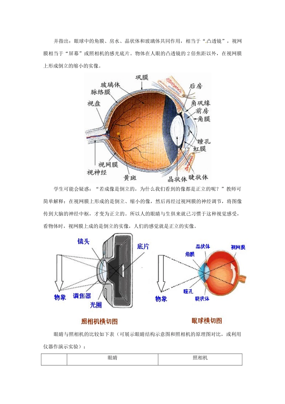 辽宁省辽阳市第九中学八年级物理下册 第六章《第四节 眼睛和眼镜》教学设计 北师大版_第3页