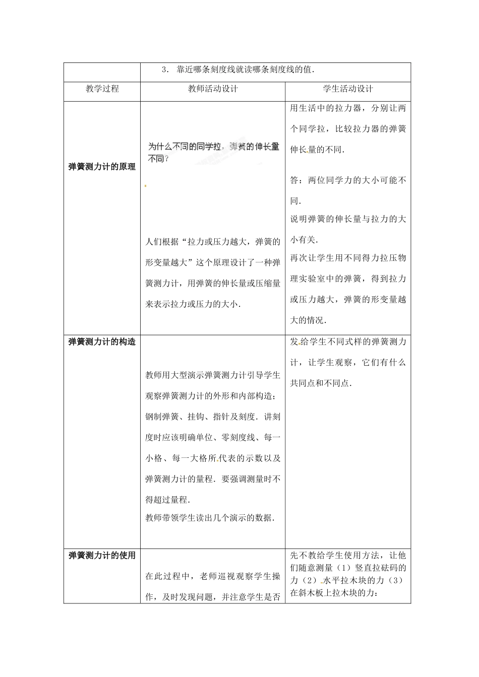 辽宁省辽阳市第九中学八年级物理下册 第七章《第二节 力的测量》教学设计 北师大版_第2页