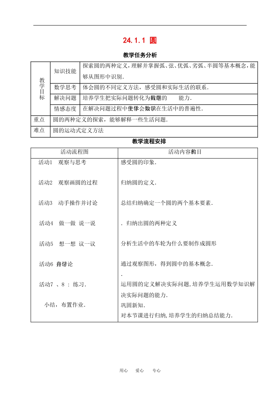 高中数学24.1.1圆的教案新人教B版选修1_第1页