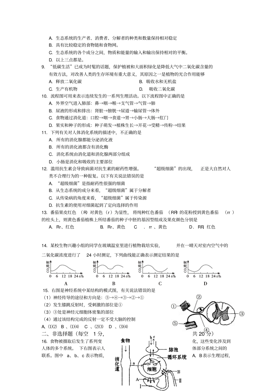 2011年福州生物中考试题_第2页