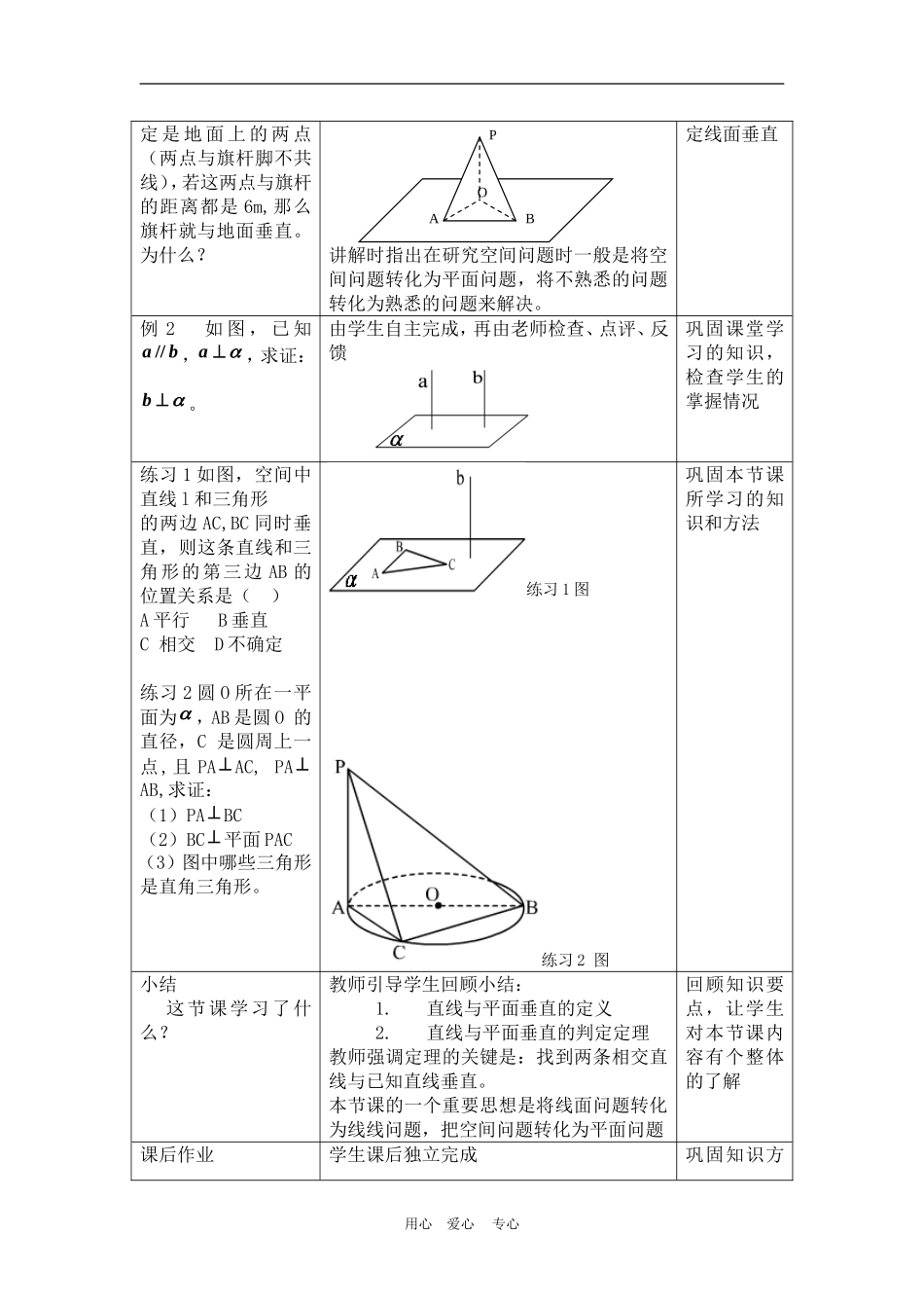 高中数学2.3　直线与平面垂直的判定　教案2人教版必修2_第3页