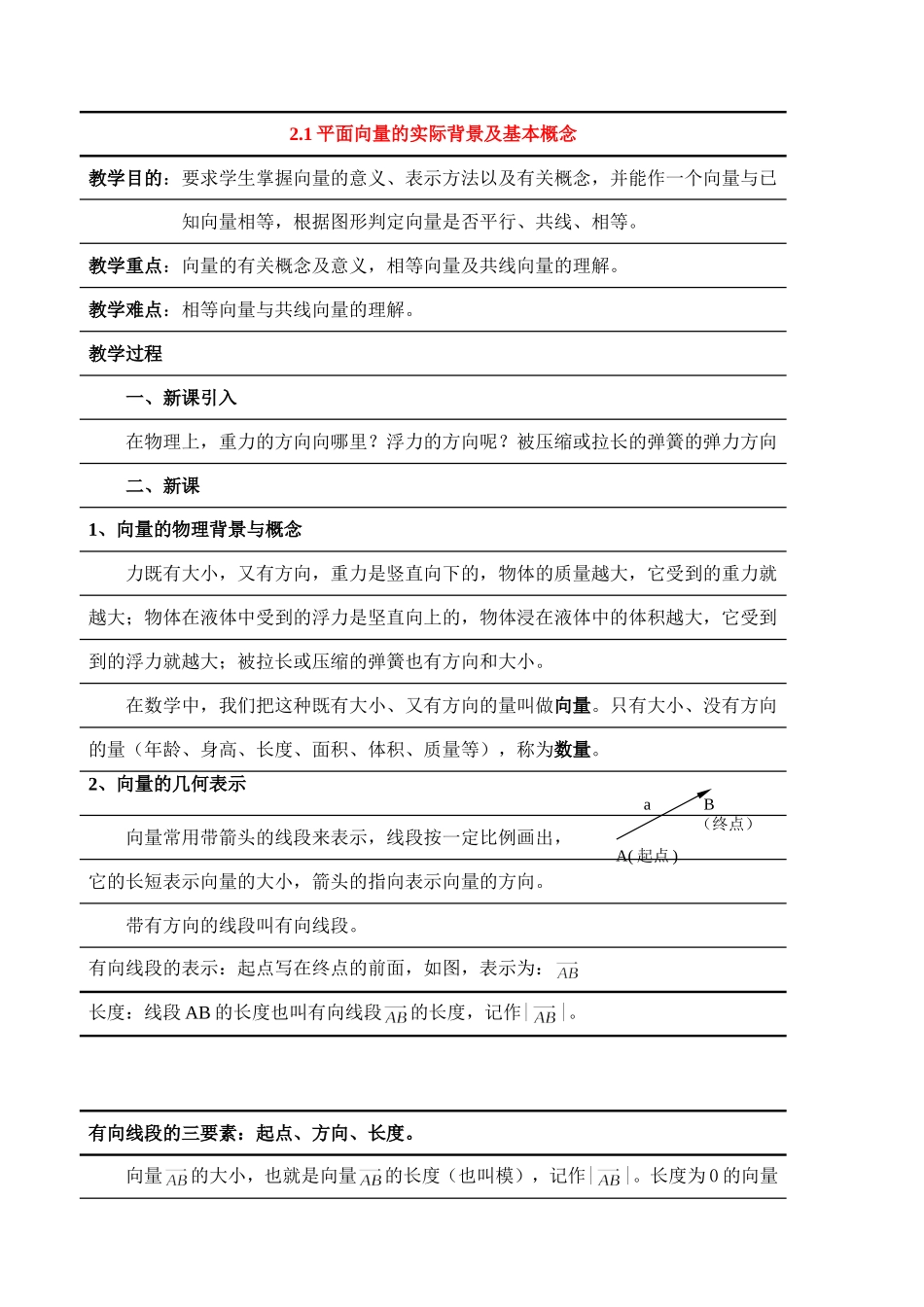 高中数学2.1　平面向量的实际背景及基本概念　4人教版必修4_第1页