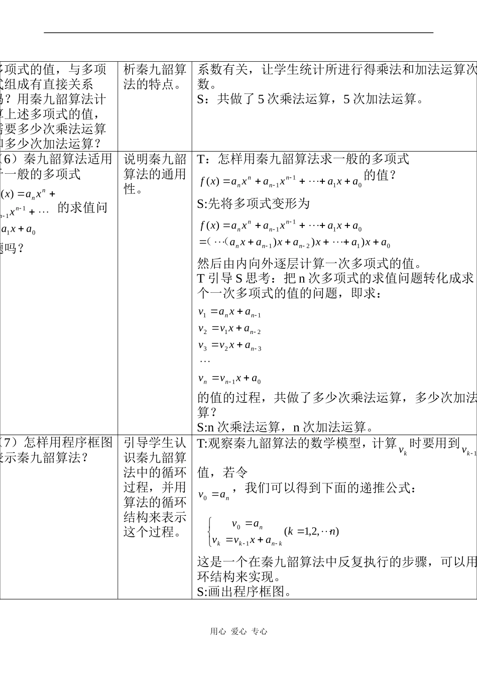 高中数学1.3《算法案例---秦九韶算法》教案人教版必修3A_第3页