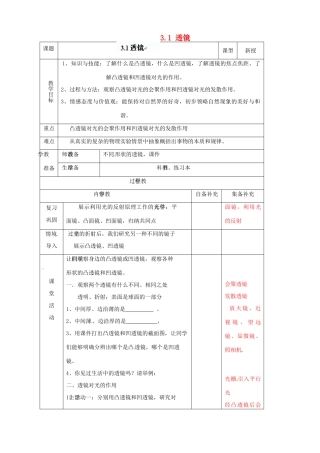 辽宁省大连市第七十六中学八年级物理上册 3.1 透镜教案 新人教版