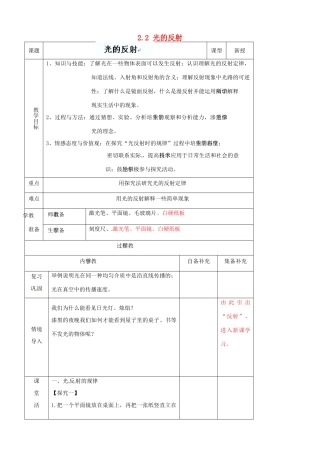 辽宁省大连市第七十六中学八年级物理上册 2.2 光的反射教案 新人教版