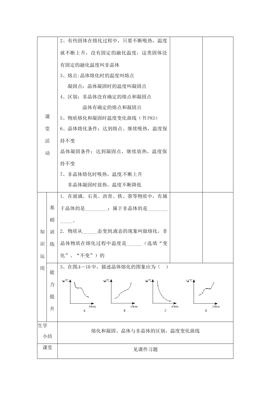辽宁省大连市第七十六中学八年级物理 第四章 第二节 融化和凝固教案 人教新课标版_第3页