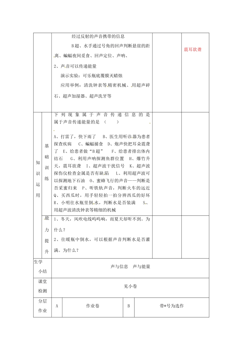 辽宁省大连市第七十六中学八年级物理 第一章 第五节 声的利用教案 人教新课标版_第2页