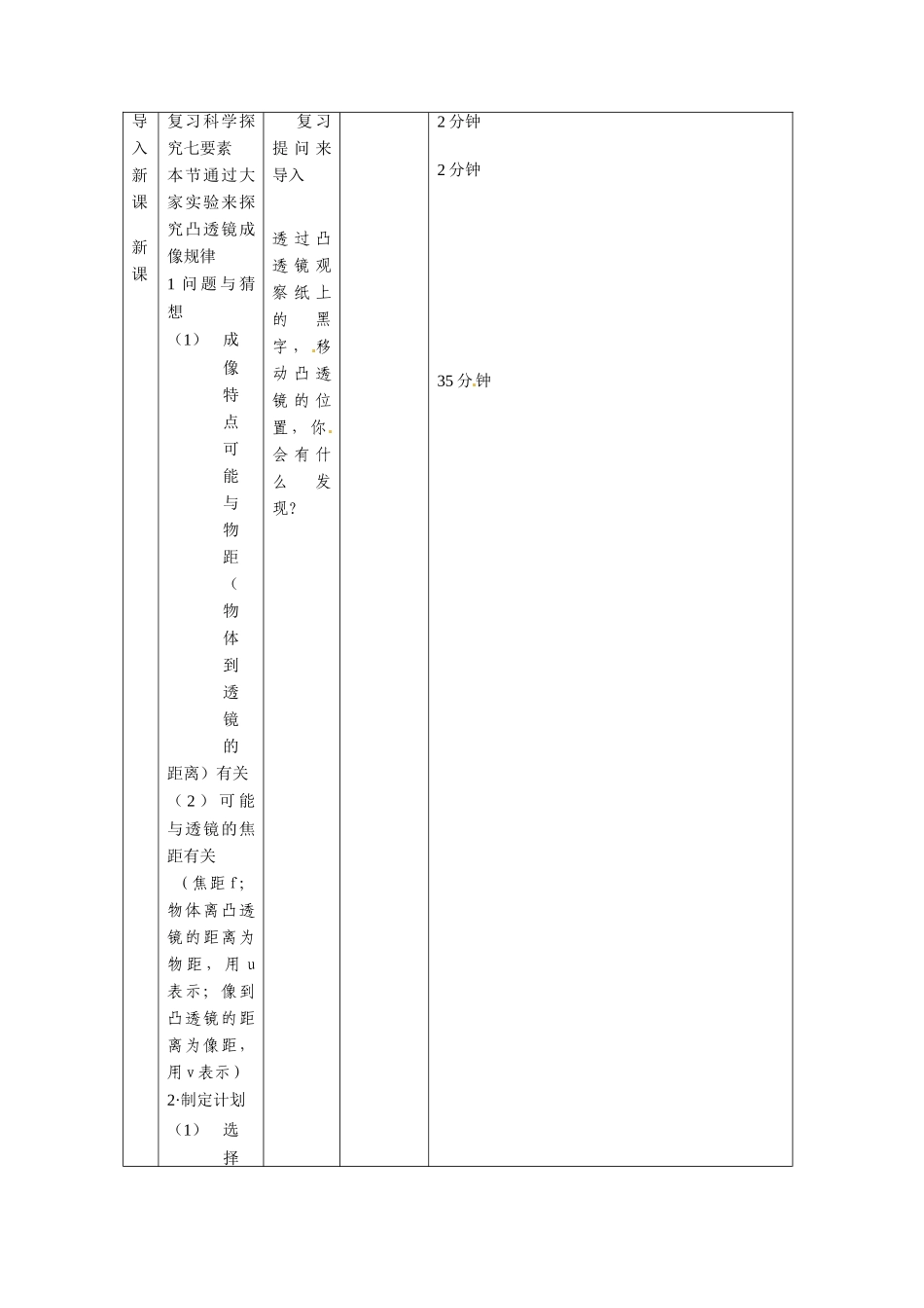辽宁省凌海市八年级物理下册《6.2 探究--凸透镜成像规律》教案（1） 北师大版_第2页