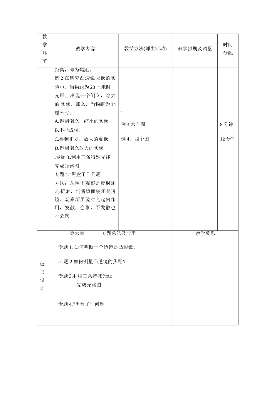 辽宁省凌海市八年级物理下册《第六章 常见的光学仪器》专题总结及复习教案 北师大版_第2页
