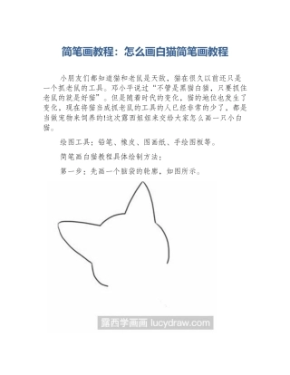简笔画教程：怎么画白猫简笔画教程