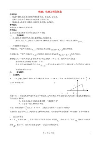 高中数学 轨迹方程的探求教案 新人教A版选修1
