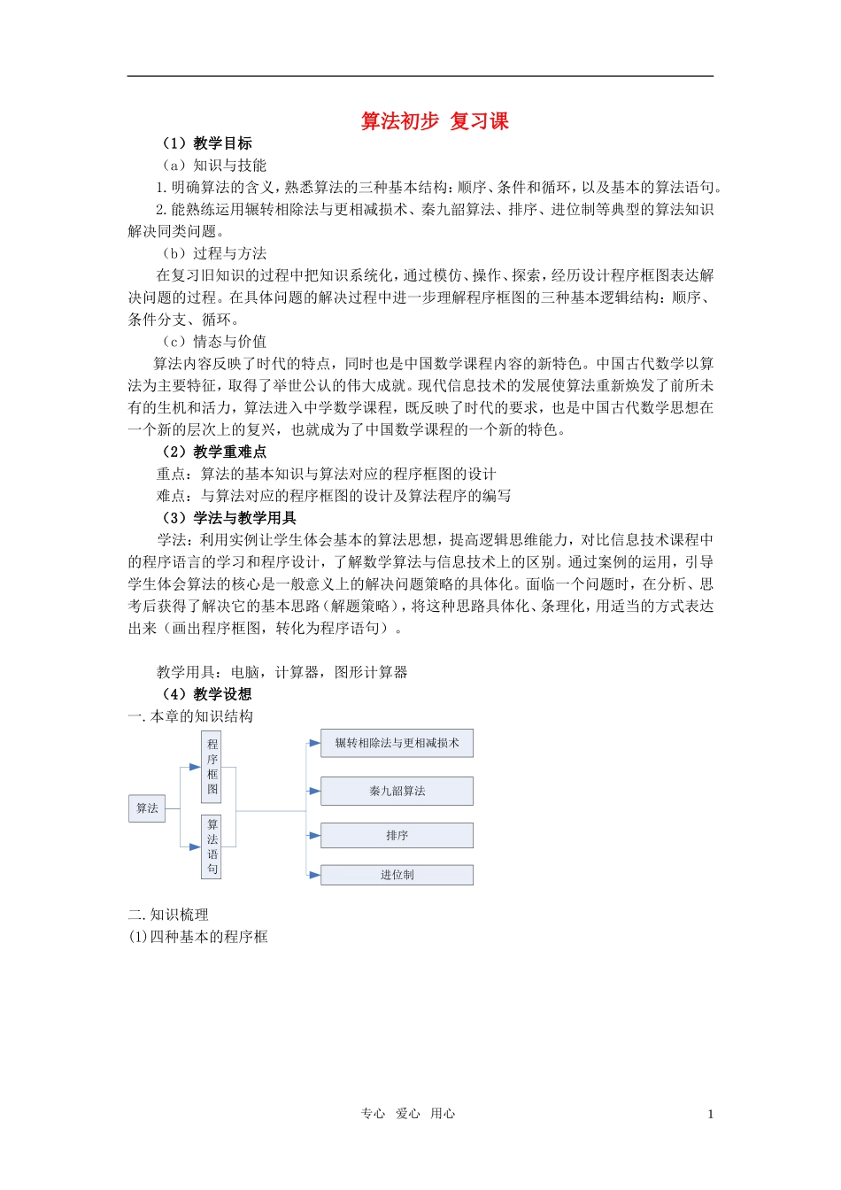 高中数学 算法初步 复习课精品教案 新人教A版必修3_第1页