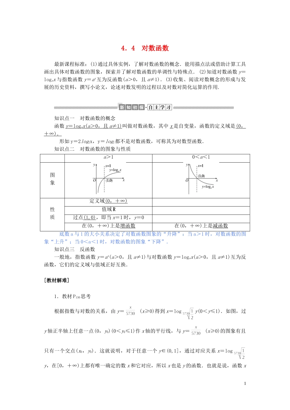 高中数学 第四章 指数函数与对数函数 4.4.1 对数函数讲义 新人教A版必修第一册-新人教A版高一第一册数学教案_第1页