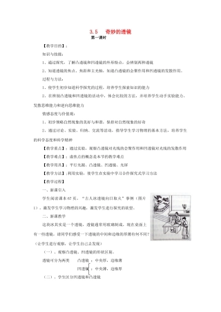 秋八年级物理上册 第3章 第5节《奇妙的透镜》教案 粤教沪版-粤教沪版初中八年级上册物理教案
