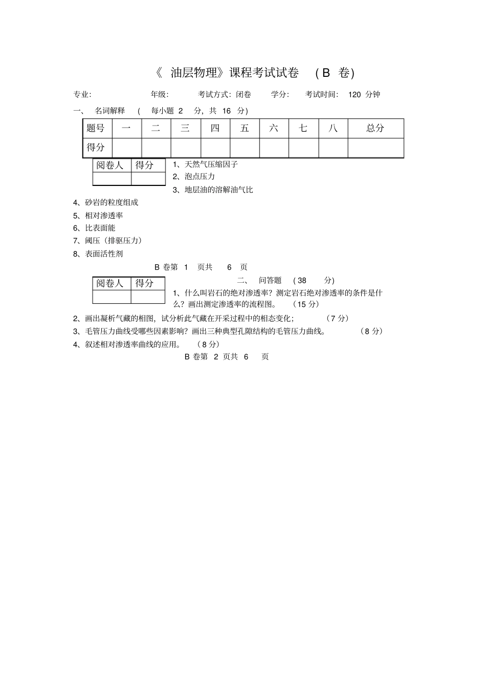 2011油藏物理考卷B_第2页