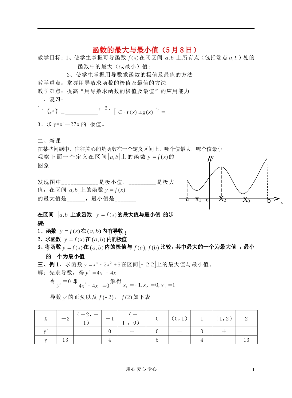 高中数学 第十一章函数的最大最小值教师专用教案 新人教A版_第1页