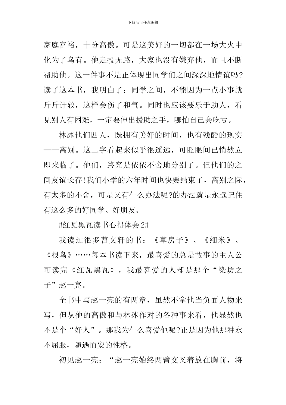红瓦黑瓦读书笔记范文_第2页