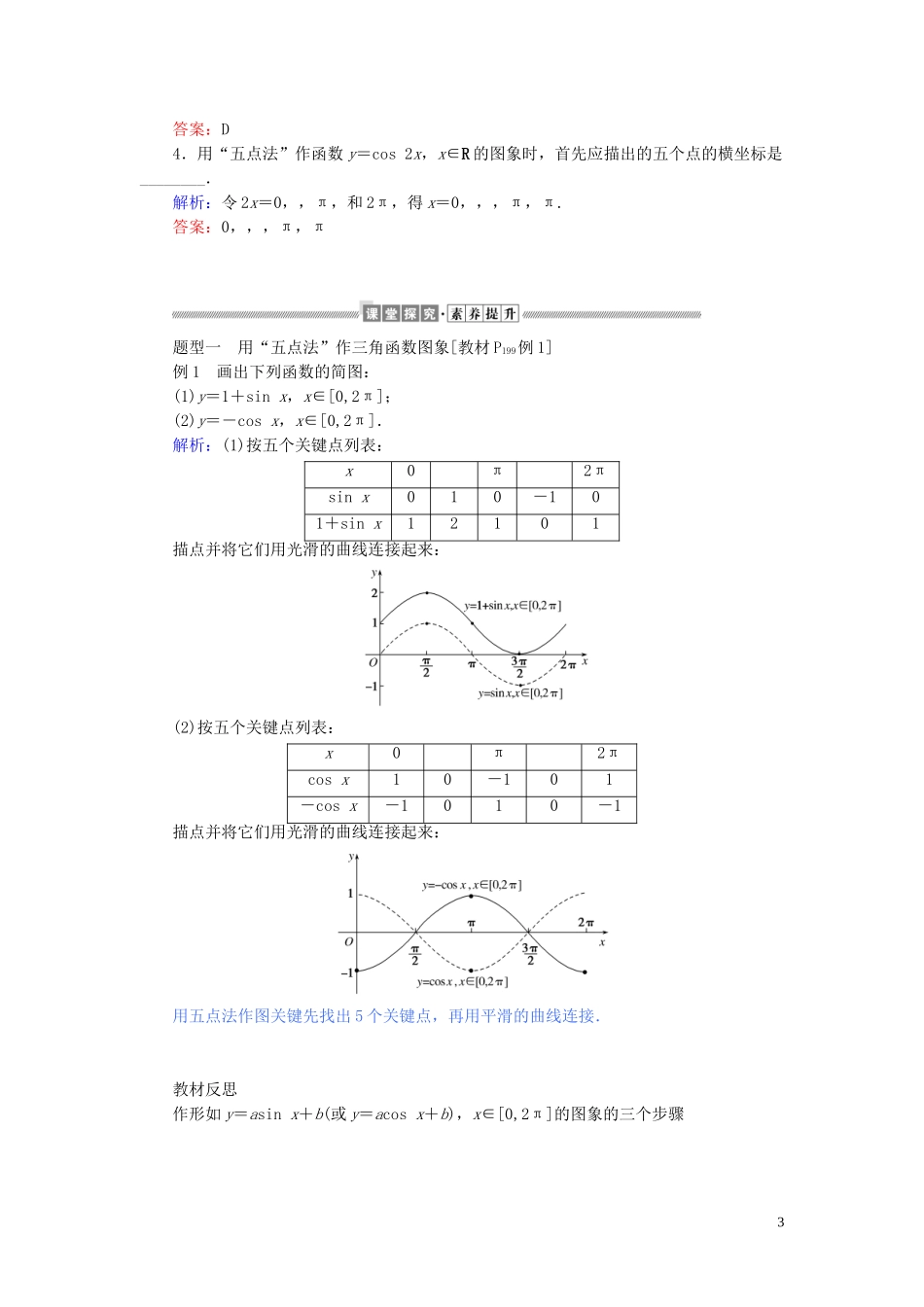 高中数学 第五章 三角函数 5.4.1 正弦函数、余弦函数的图象讲义 新人教A版必修第一册-新人教A版高一第一册数学教案_第3页