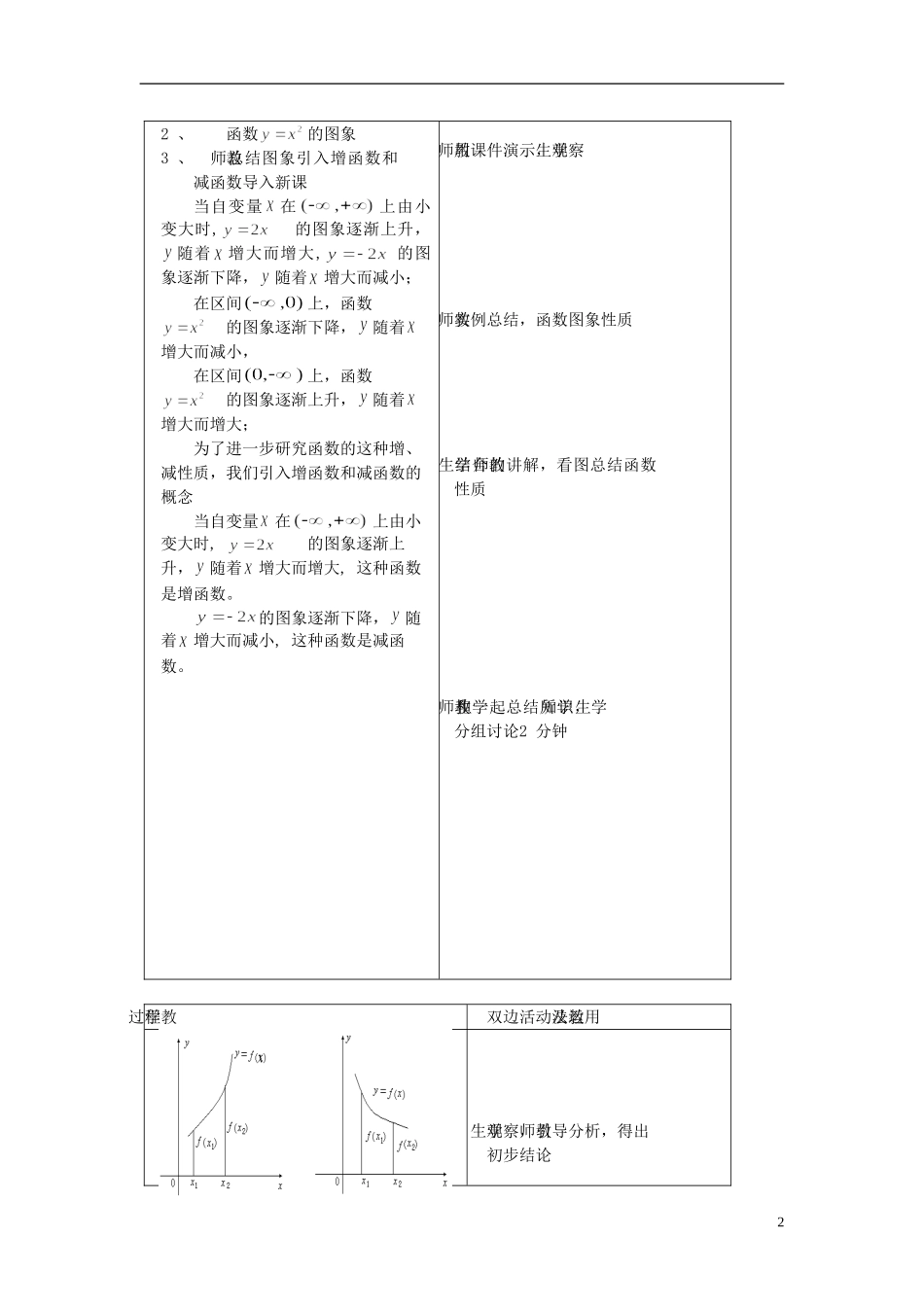 高中数学 第二章第三节函数的单调性教案 北师大版必修1_第2页