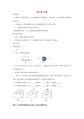 湖南省邵阳县黄亭市镇中学八年级物理下册 第九章 压强复习教案 （新版）新人教版